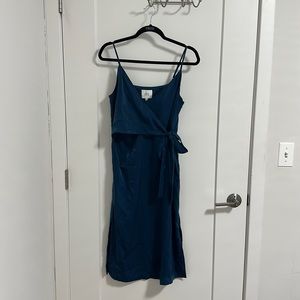 JOA Blue, front tie midi dress